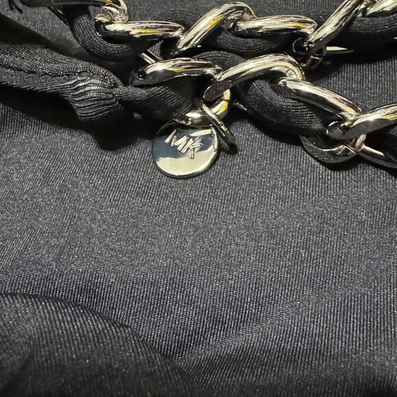 MICHAEL KORS Chain Trim One Shoulder Tankini Top Swim Asymmetric Black NWT Small - Picture 4 of 5